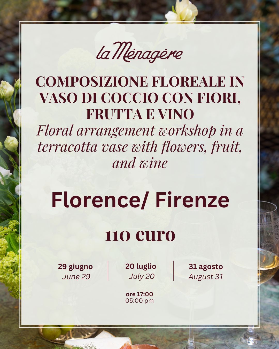 FIRENZE | Workshop - Floral Arrangement in a terracotta vase - August 31