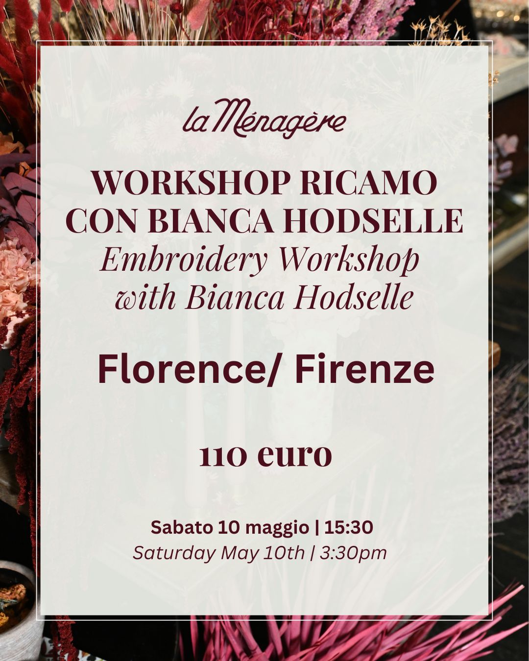 FIRENZE | Workshop - Embroidery Workshop  with Bianca Hodselle